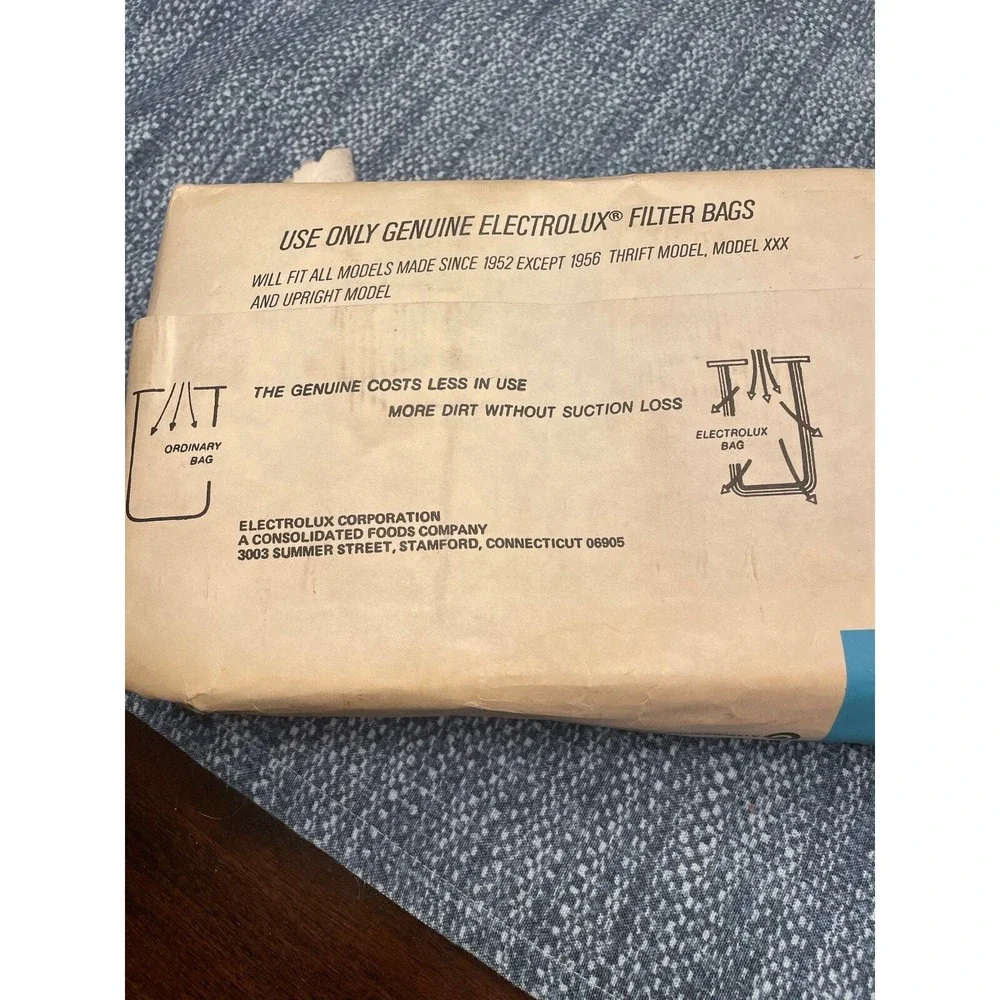Vintage Genuine Electolux vacuum cleaner bags will fit all models made 1952